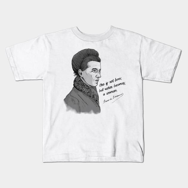 Beauvoir Quote Kids T-Shirt by ExistentialComics